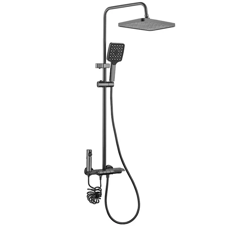 Black Overhead Shower Ati Amusowo sokiri ibon Pẹlu mẹta sokiri nozzles Ṣeto