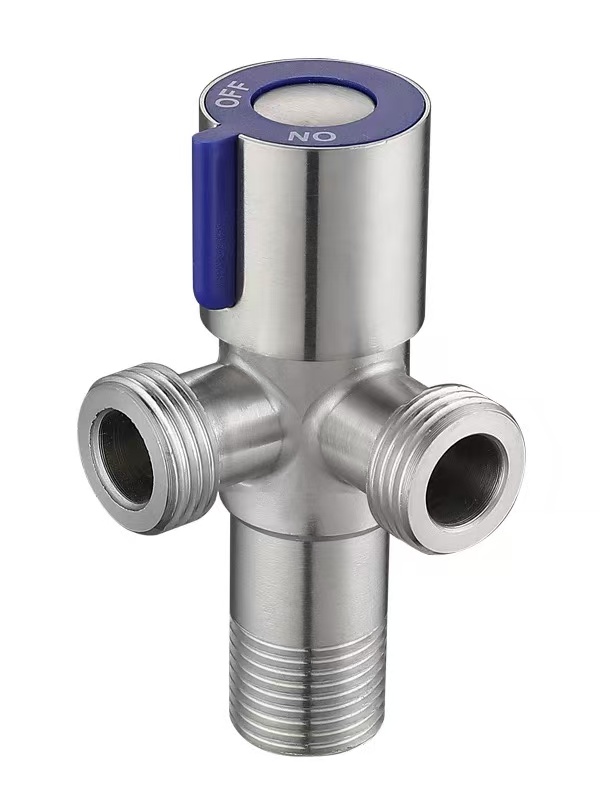 Blue Handle 90 ° Meji Iho Mẹta-Ọna Angle àtọwọdá