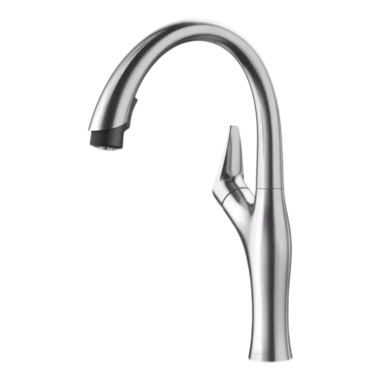 Ti fẹlẹ Irin alagbara, Irin Streamlined Gooseneck Faucet Faucet Ti fẹlẹ Irin alagbara, Irin Streamlined Gooseneck Faucet Faucet