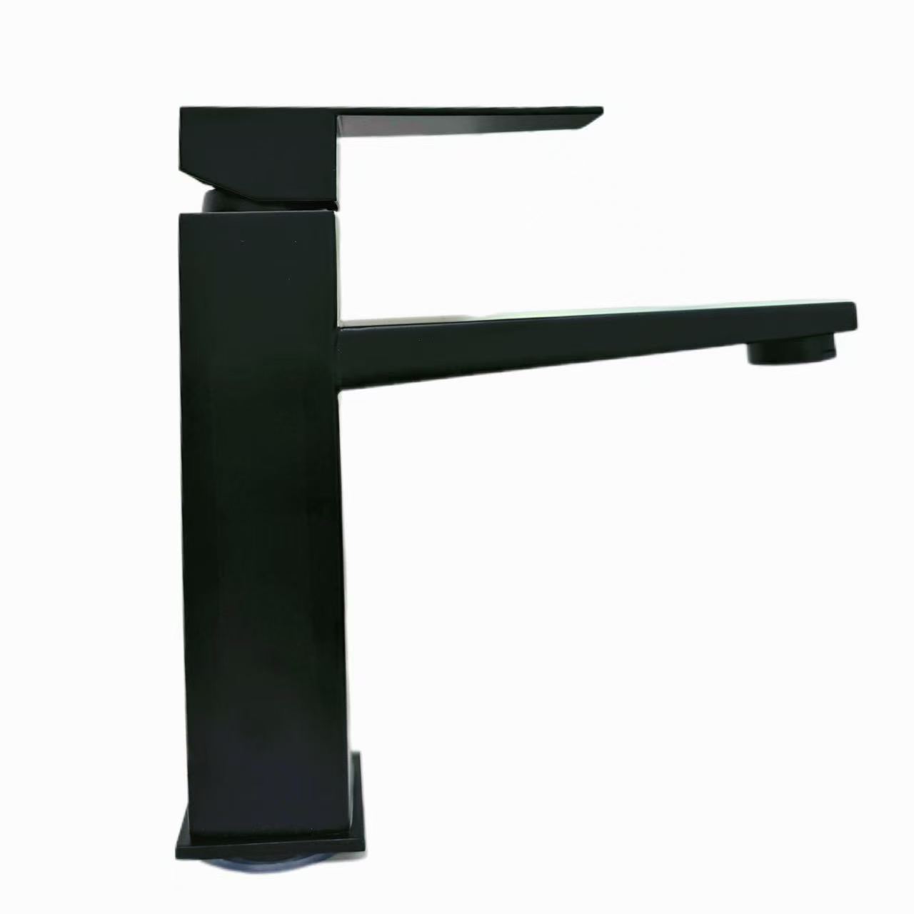 Modern Minimalist Style Frosted Black Square Basin Faucet