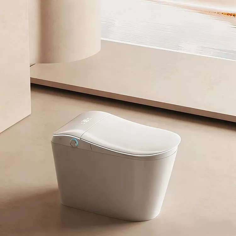 Ile-igbọnsẹ Smart Pẹlu Alẹmọ Omi ti a ṣe sinu Ati Fifọ-Mu ṣiṣẹ