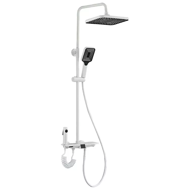 White Thermostatic Digital Ifihan Shower Ṣeto Pẹlu Sokiri ibon White Thermostatic Digital Ifihan Shower Ṣeto Pẹlu Sokiri ibon